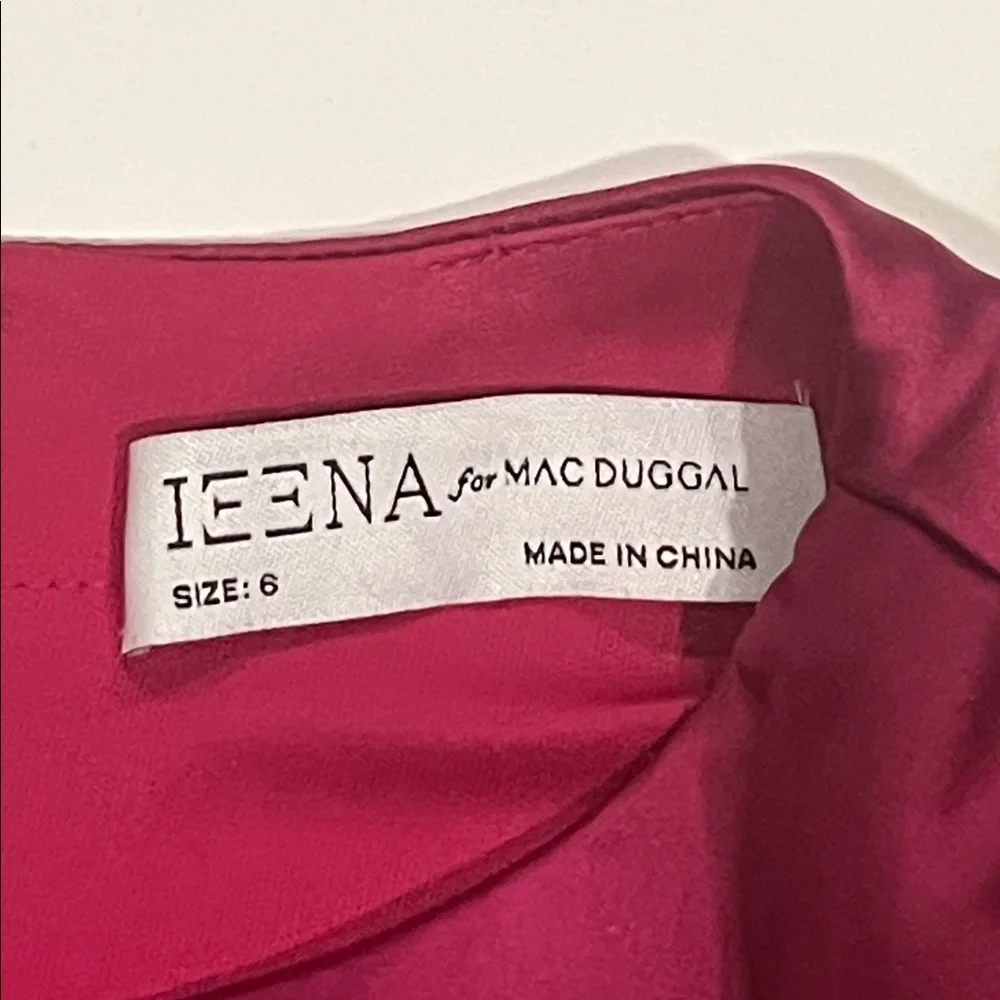 Ieena for Mac Duggal Wine Red Satin Long Sleeve Dress NWT 6 - Picture 2 of 2